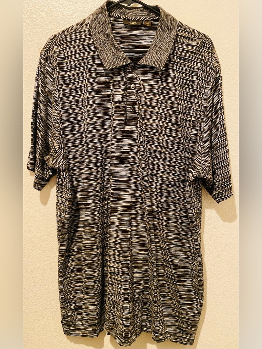 Tasso Elba Black & Gray Space-Dyed Polo
